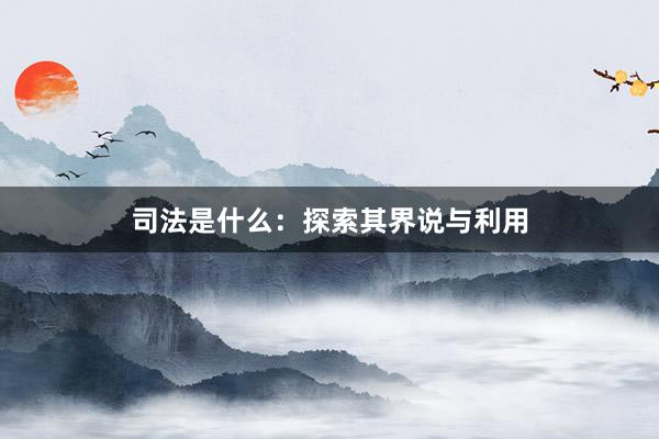 司法是什么：探索其界说与利用